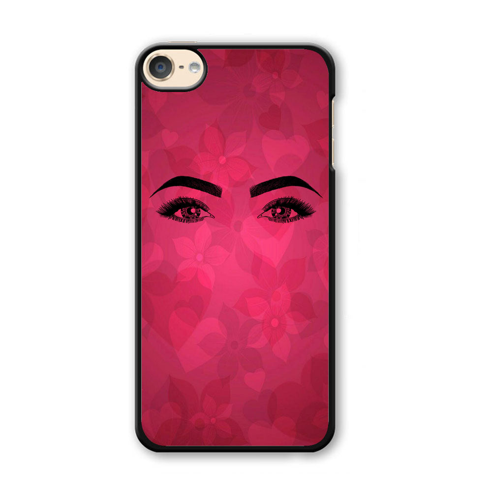 Woman Beauty Eye Brows Purple Flowers And Love iPod Touch 6 Case - Ezzystore