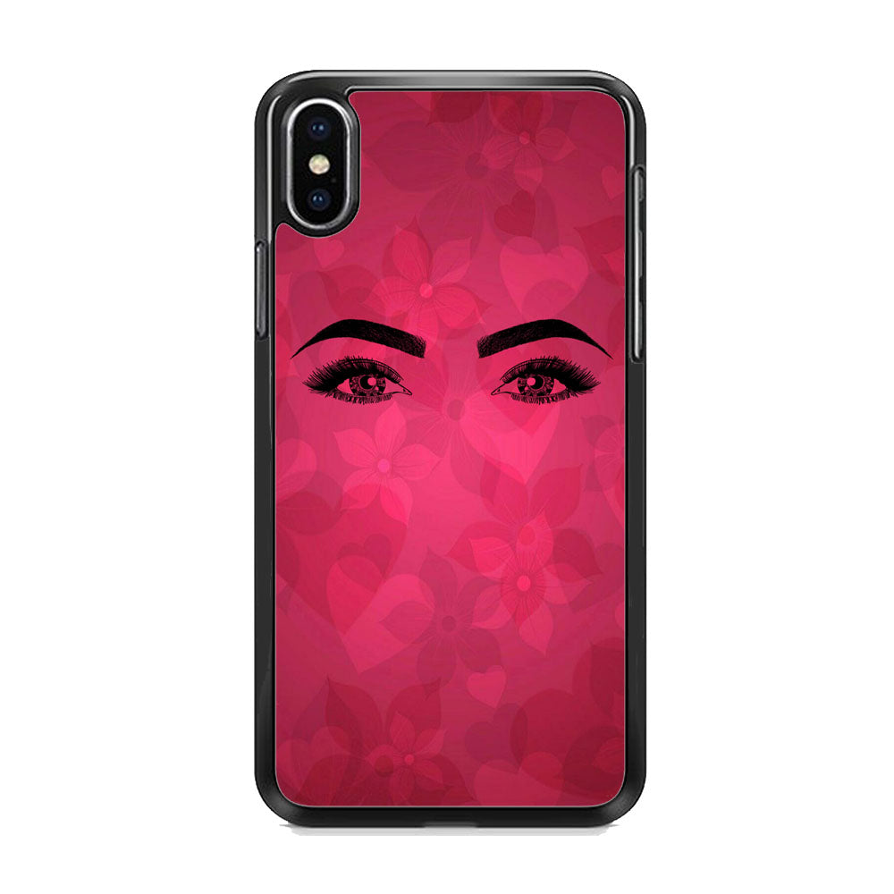 Woman Beauty Eye Brows Purple Flowers And Love iPhone Xs Max Case