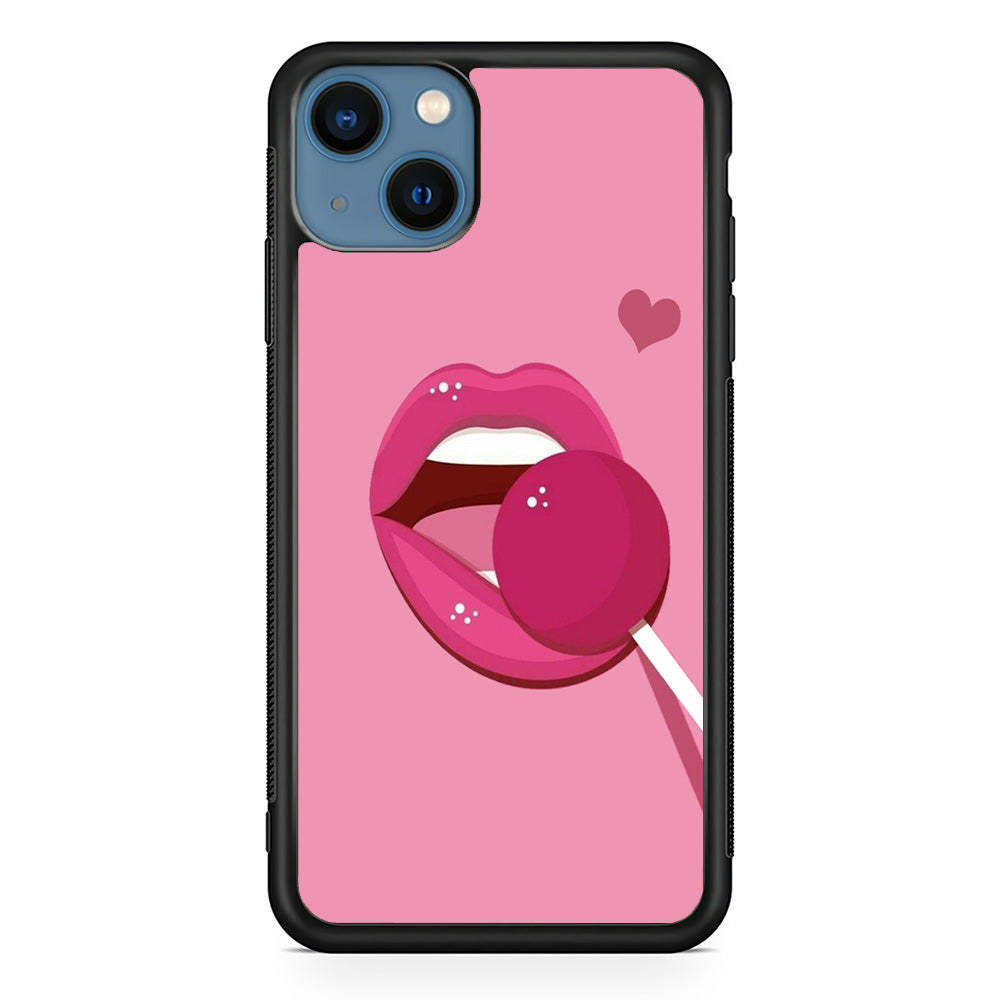 Woman Lip And Lolipop Pink iPhone 13 Case