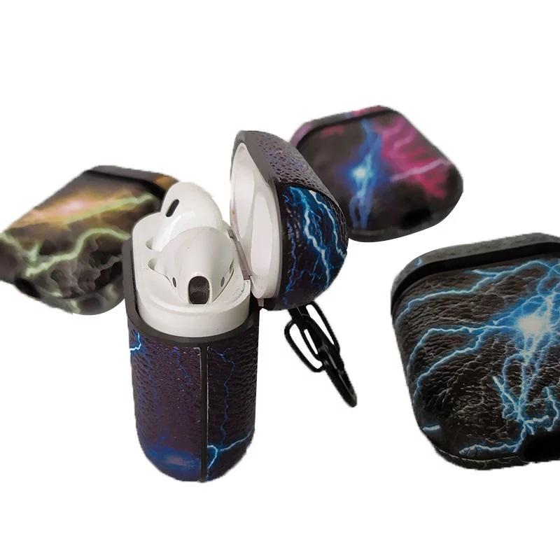 Marble And Light Line PU Leather Protective Case Cover For Apple Airpods