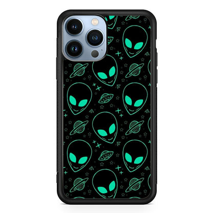 Alien Green Doodle iPhone 14 Pro Case