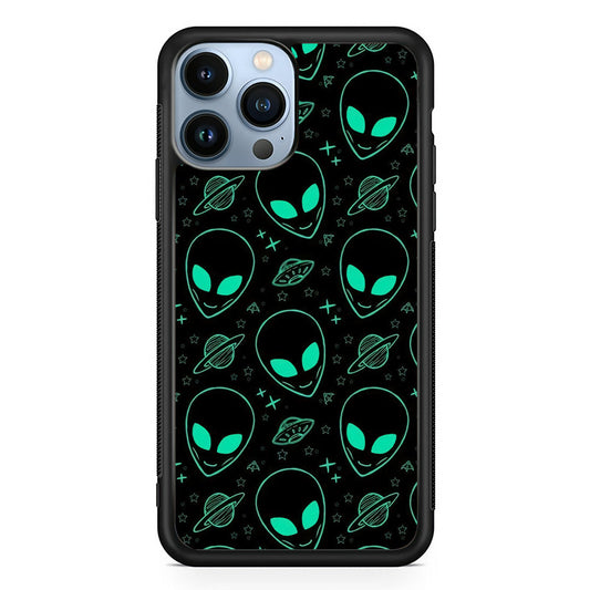 Alien Green Doodle iPhone 14 Pro Case