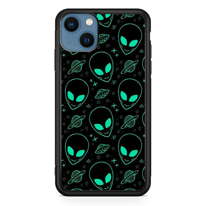 Alien Green Doodle iPhone 15 Plus Case