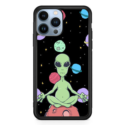 Alien Yoga Style On Space iPhone 15 Pro Case