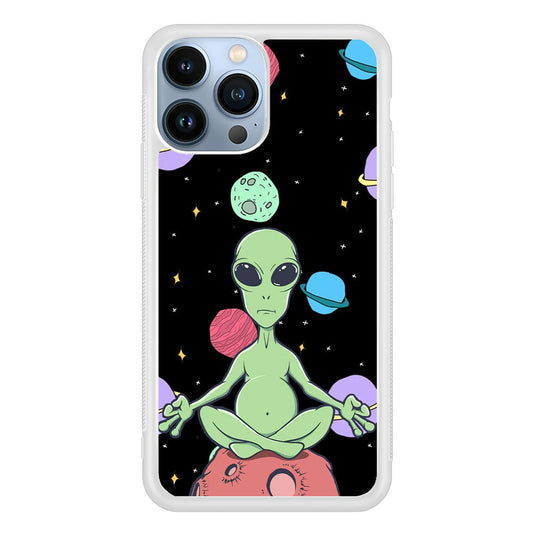 Alien Yoga Style On Space iPhone 14 Pro Case