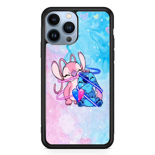 Angel and Stitch Aesthetic Marble iPhone 14 Pro Case