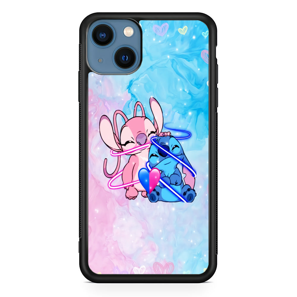 Angel and Stitch Aesthetic Marble iPhone 14 Plus Case