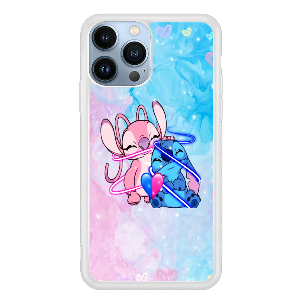 Angel and Stitch Aesthetic Marble iPhone 14 Pro Case