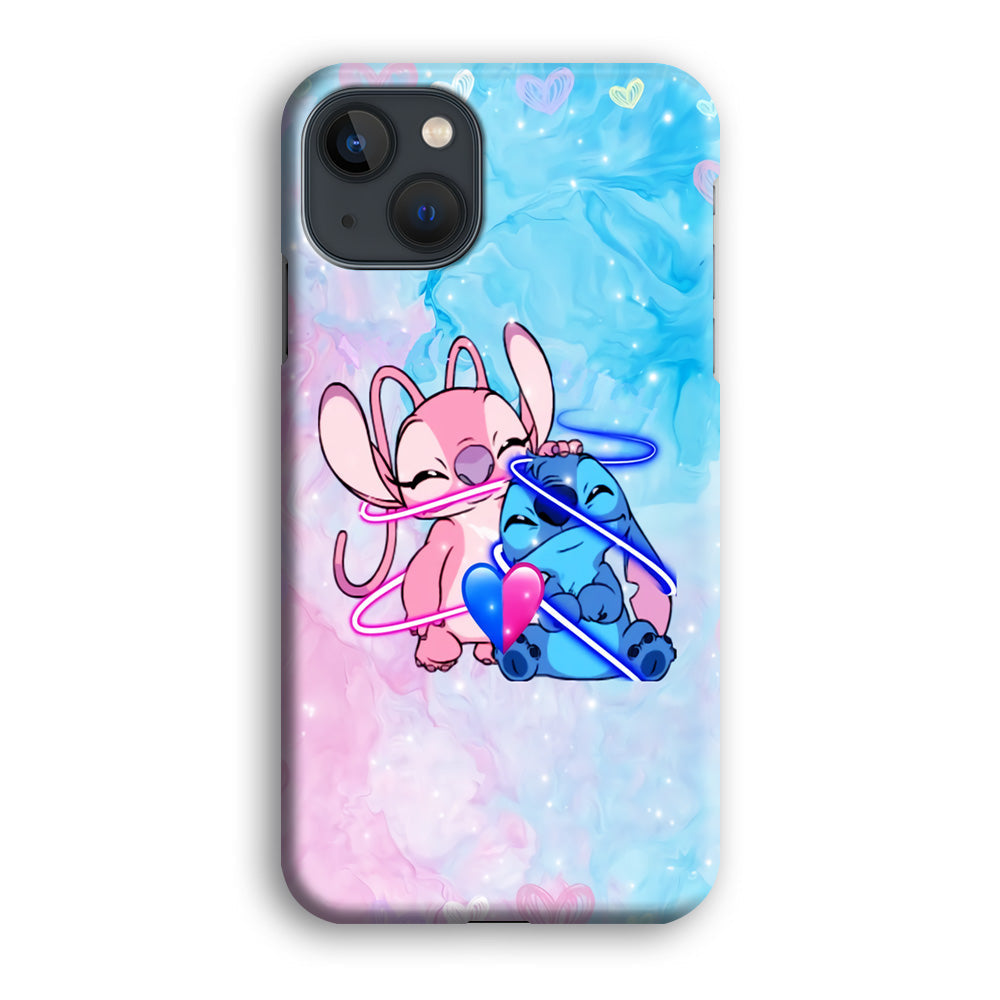Angel and Stitch Aesthetic Marble iPhone 14 Plus Case