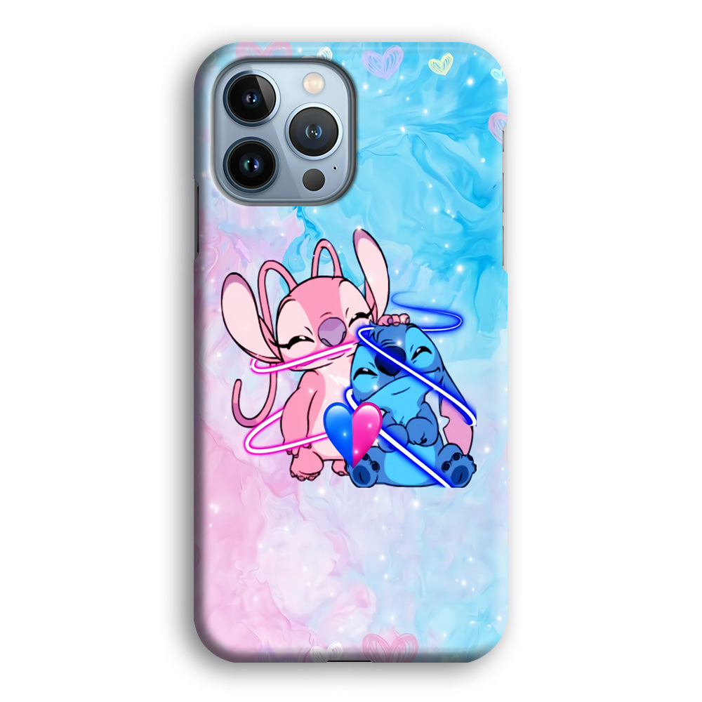 Angel and Stitch Aesthetic Marble iPhone 14 Pro Case