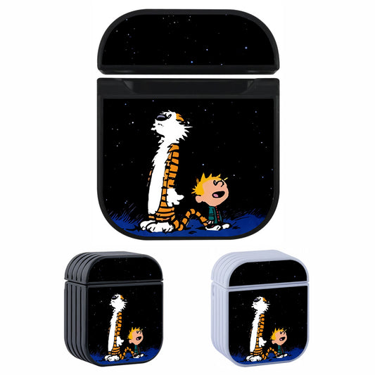 Calvin and Hobbes Looks at The Stars Hard Plastic Case Cover For Apple Airpods