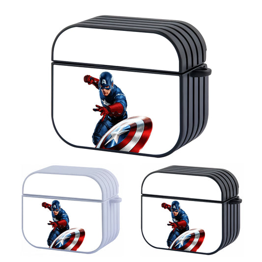 Captain America In Action Hard Plastic Case Cover For Apple Airpods 3