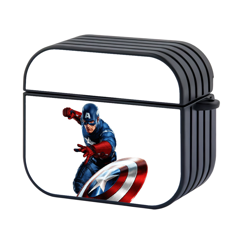 Captain America In Action Hard Plastic Case Cover For Apple Airpods 3