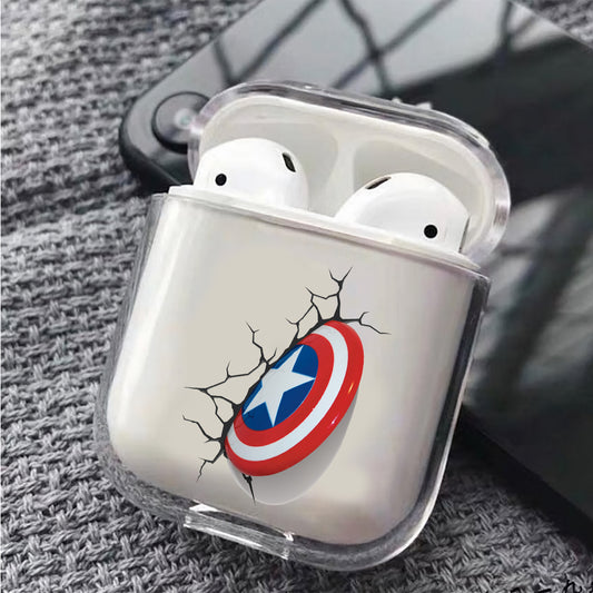 Captain America's Shield 3D Protective Clear Case Cover For Apple Airpods