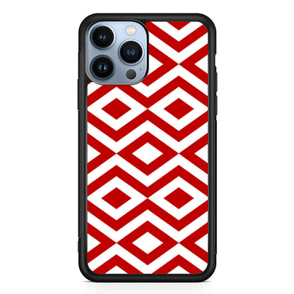 Chevron Diamond Square Maroon White iPhone 14 Pro Max Case