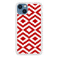 Chevron Diamond Square Maroon White iPhone 15 Plus Case