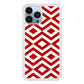 Chevron Diamond Square Maroon White iPhone 15 Pro Max Case