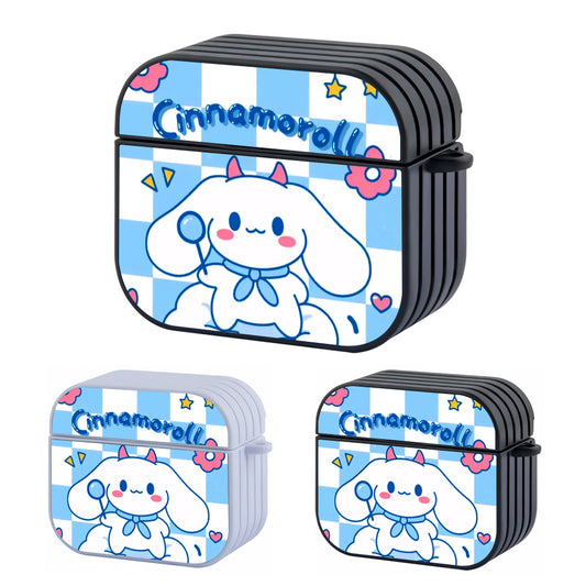 Cinnamoroll Blue Square Hard Plastic Case Cover For Apple Airpods 3