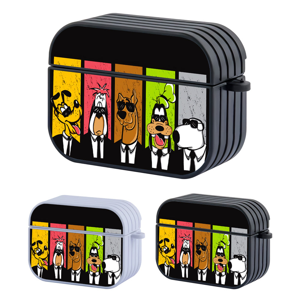 Dog Cartoon Black Gangster Hard Plastic Case Cover For Apple Airpods Pro