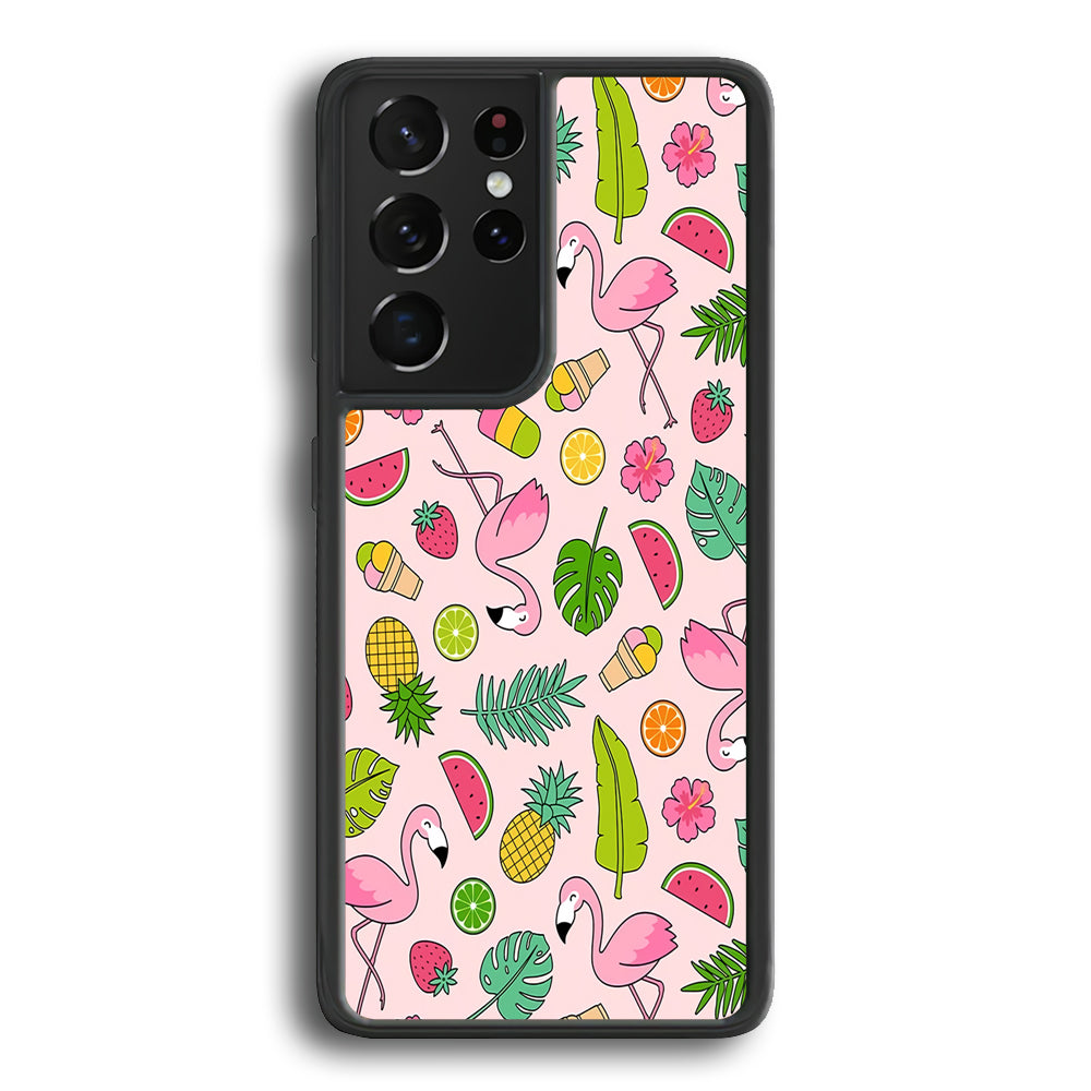 Flamingo Summer Fruit Samsung Galaxy S24 Ultra Case - Ezzystore