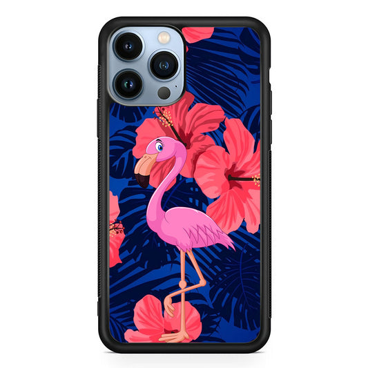 Flamingo Hibiscus Flowers iPhone 14 Pro Max Case