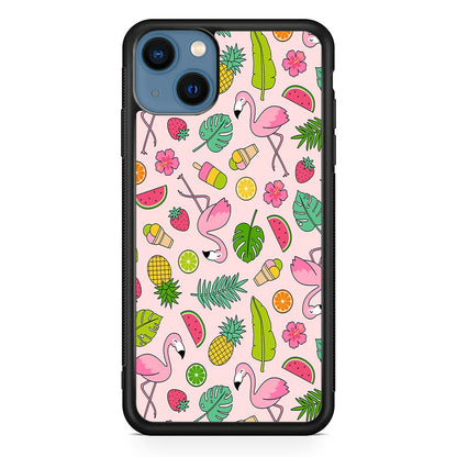 Flamingo Summer Fruit iPhone 15 Plus Case