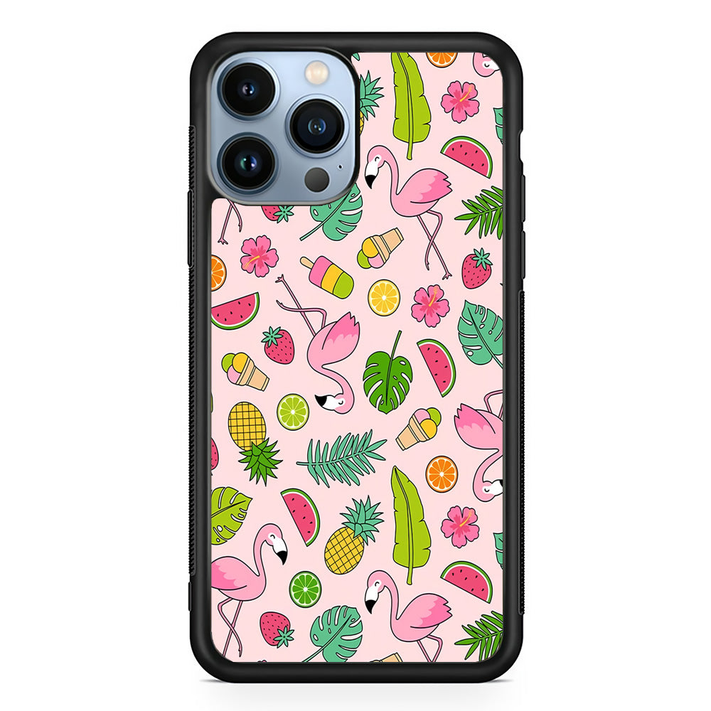 Flamingo Summer Fruit iPhone 15 Pro Case