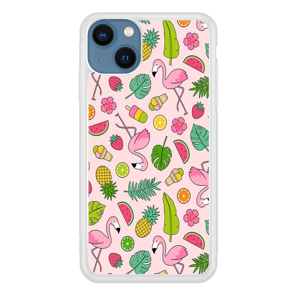 Flamingo Summer Fruit iPhone 15 Plus Case