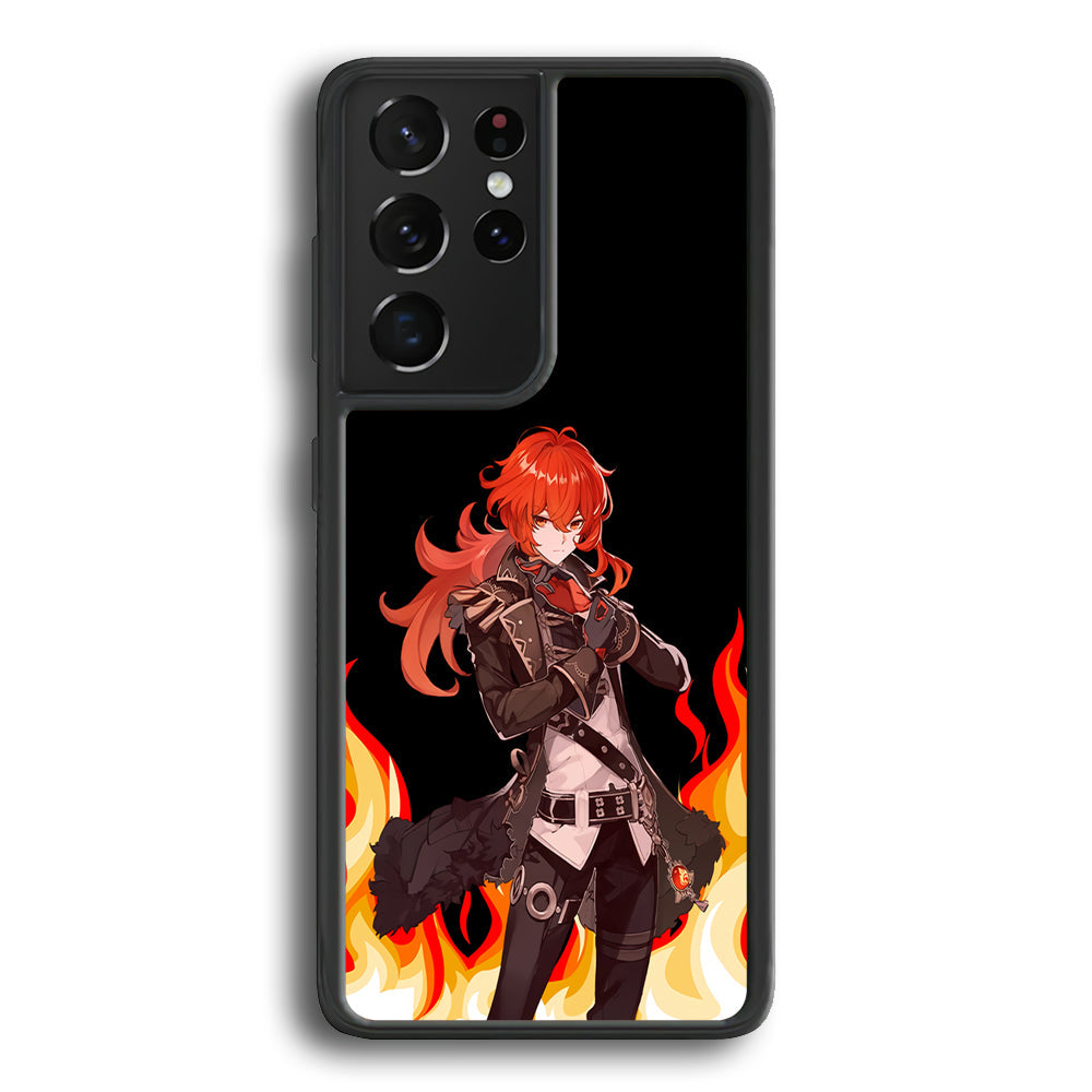 Genshin Impact Diluc Pyro Element Samsung Galaxy S24 Ultra Case - Ezzystore