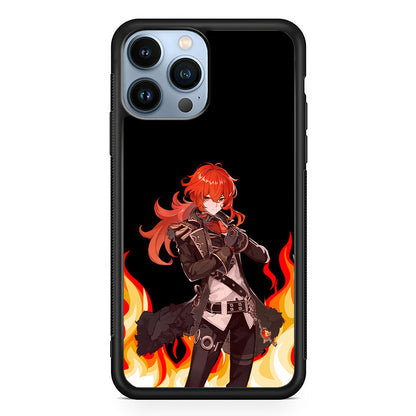 Genshin Impact Diluc Pyro Element iPhone 14 Pro Max Case
