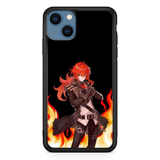 Genshin Impact Diluc Pyro Element iPhone 14 Plus Case