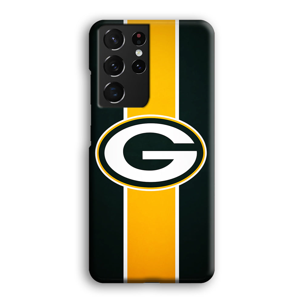 Green Bay Packers Yellow Stripe Samsung Galaxy S21 Ultra Case