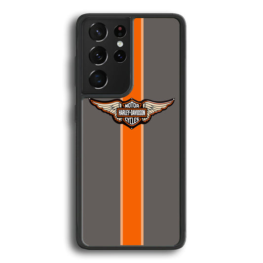 Harley Davidson Wings Logo Orange Grey Stripe Colour Samsung Galaxy S22 Ultra Case - Ezzystore