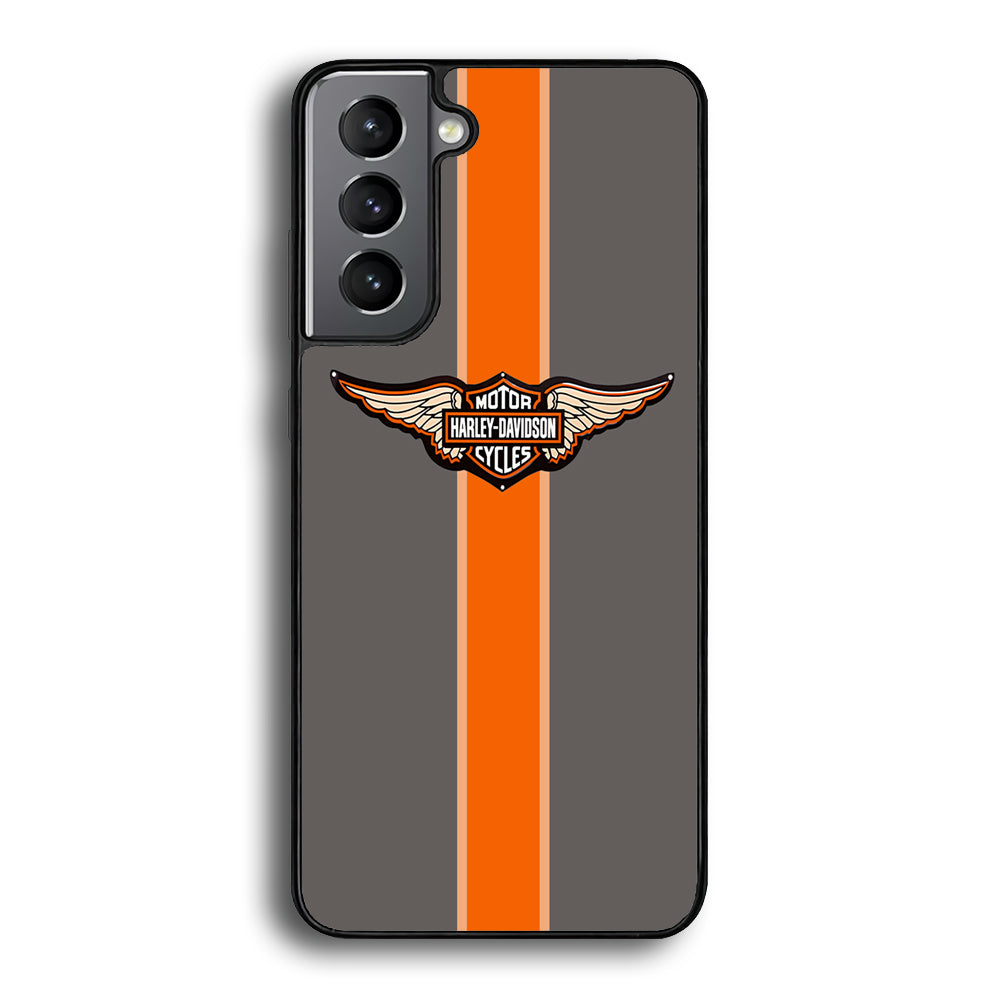 Harley Davidson Wings Logo Orange Grey Stripe Colour Samsung Galaxy S23 Plus Case - Ezzystore