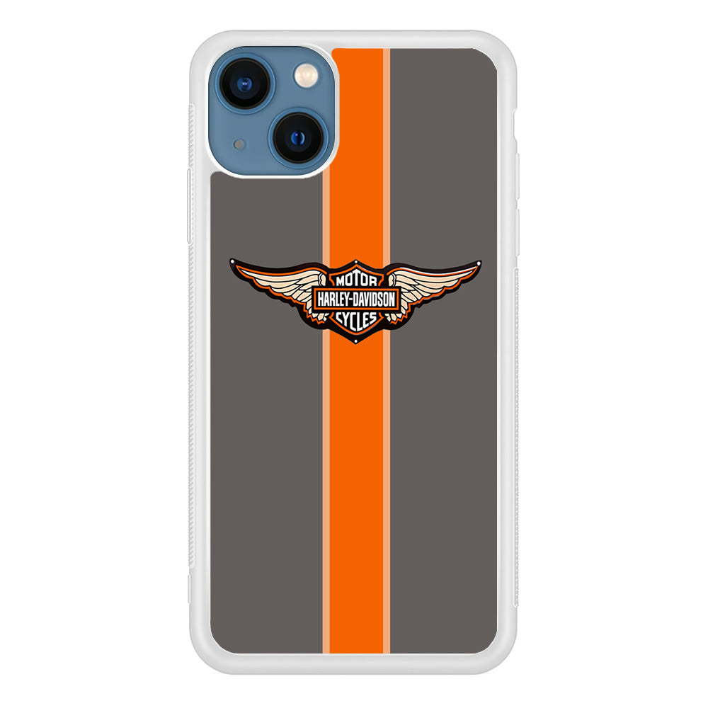 Harley Davidson Wings Logo Orange Grey Stripe Colour iPhone 15 Case
