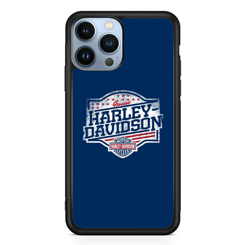 Harley Davidson Blue Flag Logo iPhone 14 Pro Max Case