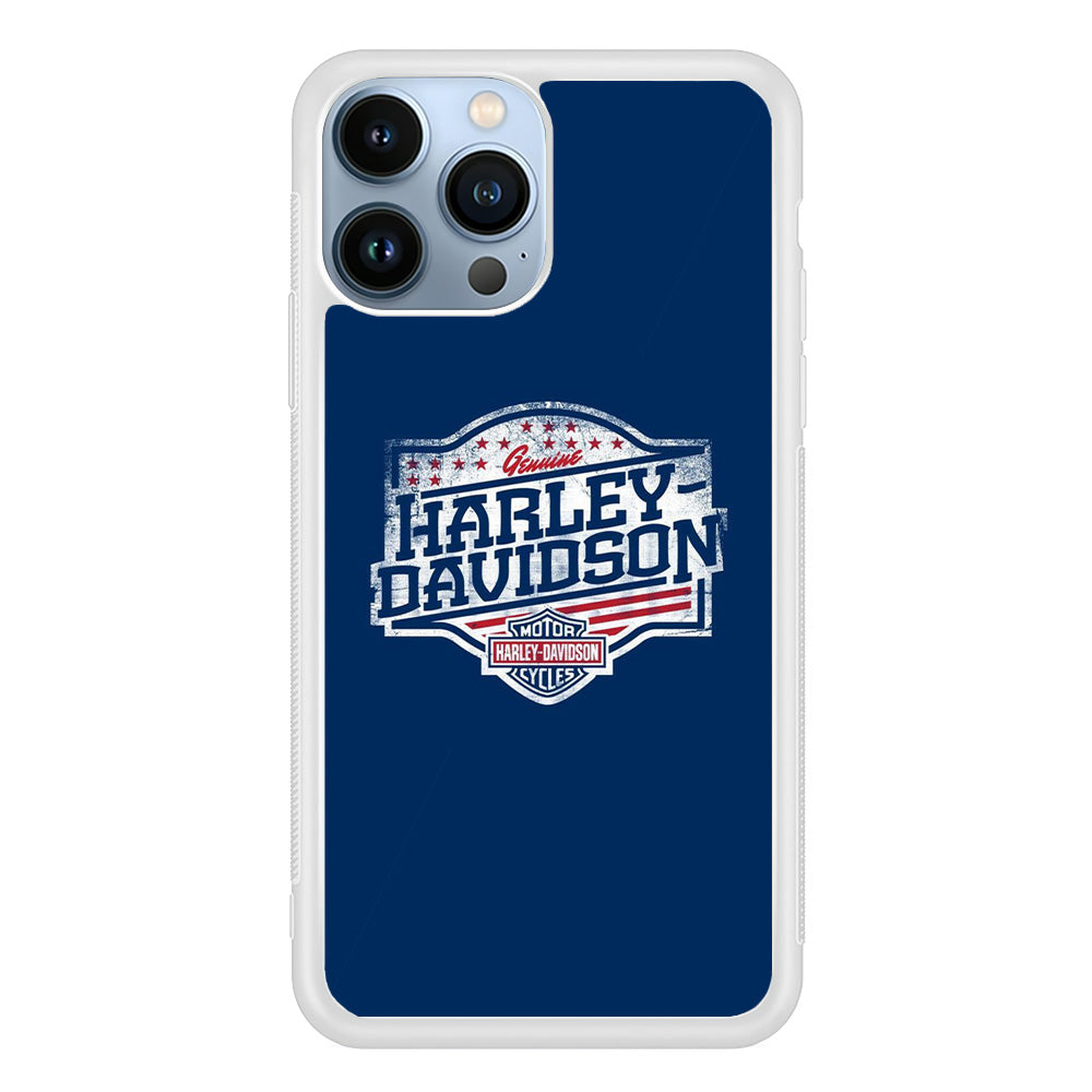 Harley Davidson Blue Flag Logo iPhone 14 Pro Max Case