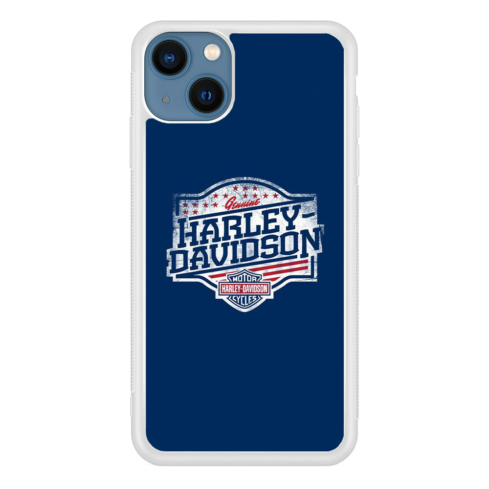 Harley Davidson Blue Flag Logo iPhone 14 Plus Case