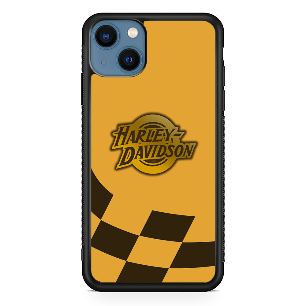 Harley Davidson Gold Logo Flag Racing iPhone 14 Case