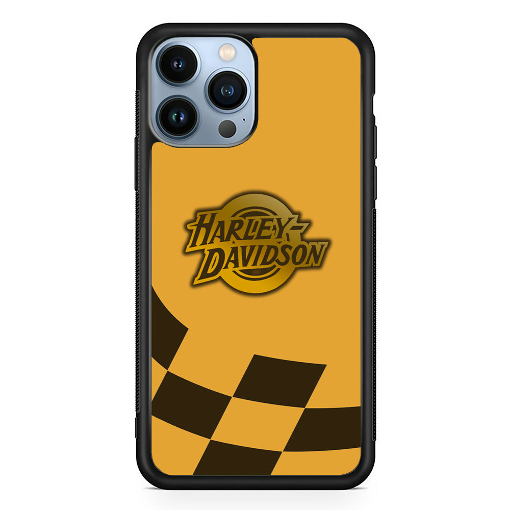 Harley Davidson Gold Logo Flag Racing iPhone 14 Pro Max Case
