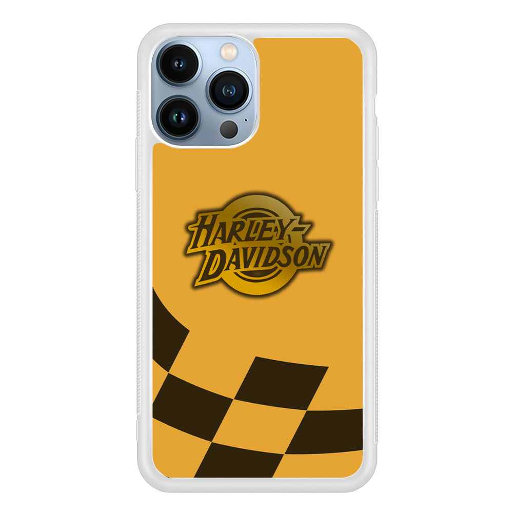 Harley Davidson Gold Logo Flag Racing iPhone 14 Pro Max Case