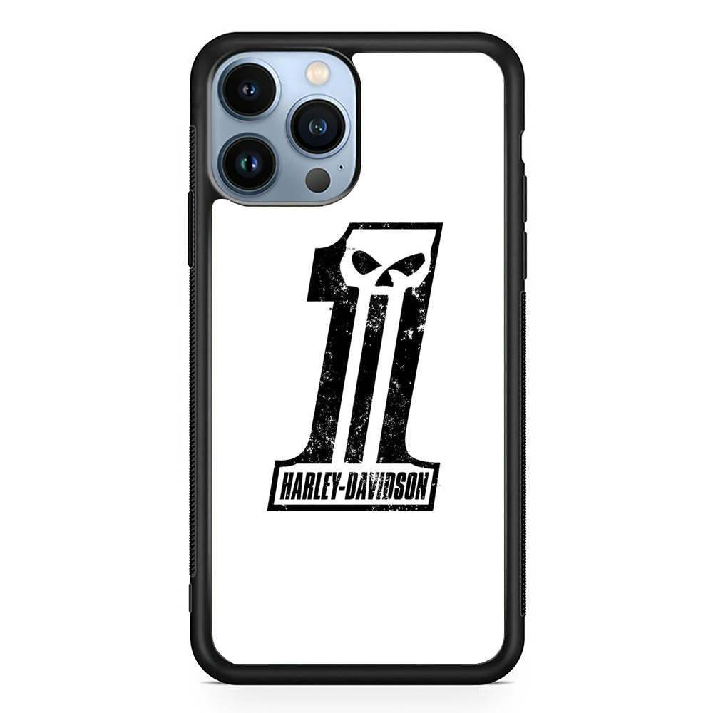Harley Davidson White Number Skull iPhone 15 Pro Case