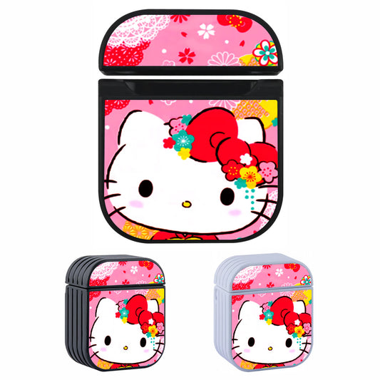 Hello Kitty Face Flower Background Hard Plastic Case Cover For Apple Airpods