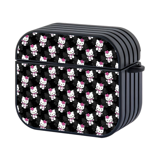 Hello Kitty Pattern Black Hard Plastic Case Cover For Apple Airpods 4 - Ezzystore