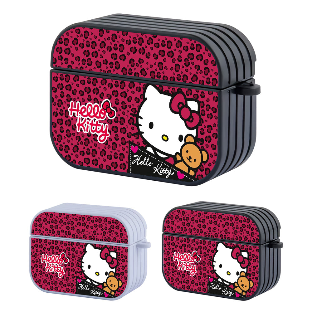 Hello Kitty Pink Animal skin Hard Plastic Case Cover For Apple Airpods Pro