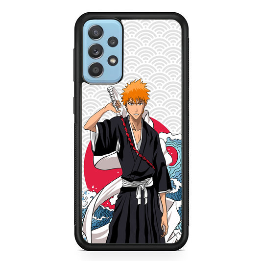 Ichigo Kurosaki Wave And Pattern Samsung Galaxy A72 Case