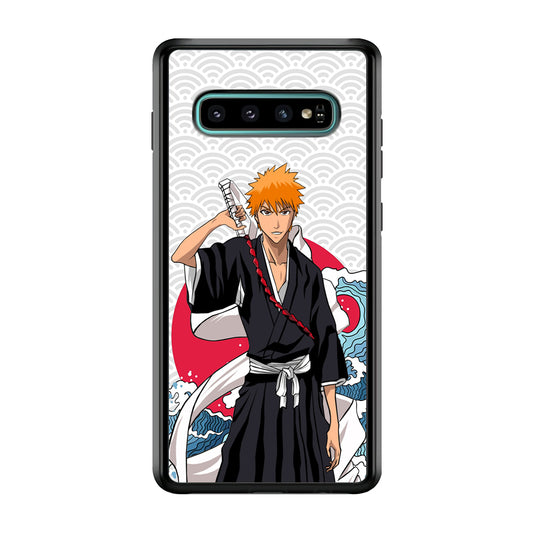 Ichigo Kurosaki Wave And Pattern Samsung Galaxy S10 Case