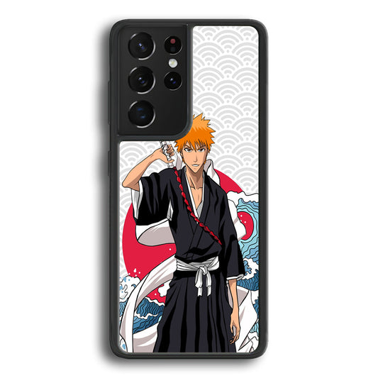 Ichigo Kurosaki Wave And Pattern Samsung Galaxy S23 Ultra Case - Ezzystore