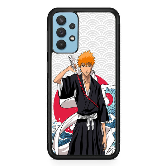 Ichigo Kurosaki Wave And Pattern Samsung Galaxy A32 Case