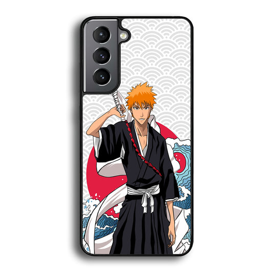 Ichigo Kurosaki Wave And Pattern Samsung Galaxy S21 Plus Case